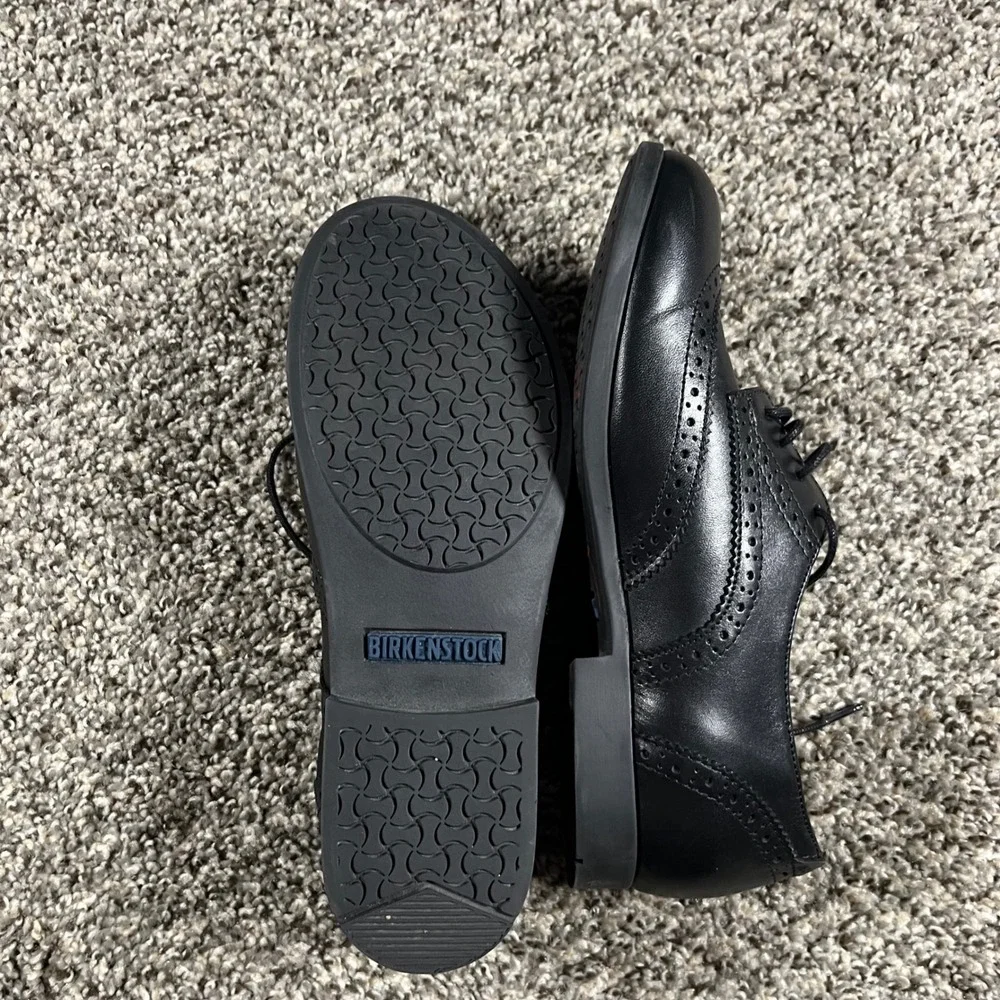 Birkenstock Laramie Low Women's 37 EU 6.5 US Black Leather Wingtip Brogue Shoes